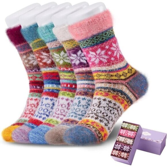 Accessories - ICEIVY 5-Pair Women’s Fuzzy Cozy Socks Soft Warm Wool Winter Size 5-9